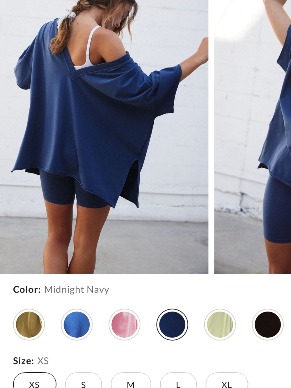 Free People Midnight Navy Oversized Off-Shoulder Top